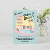 Invitation Panneau Mariage Mod Palm Springs Hôtel du milieu d (Debout devant)