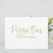 Invitation Panneau Mariage "Pizza Bar" | Or élégant (Debout devant)