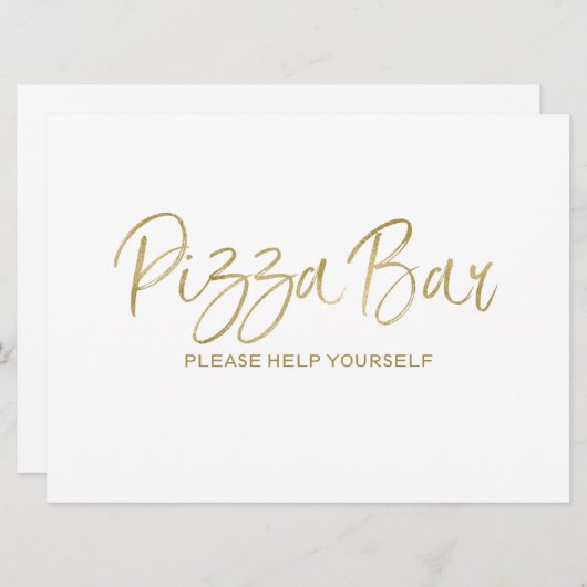 Invitation Panneau Mariage "Pizza Bar" | Or élégant (Devant / Derrière)