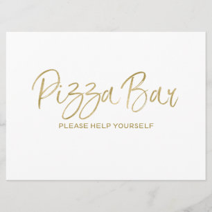Invitation Panneau Mariage "Pizza Bar"   Or élégant