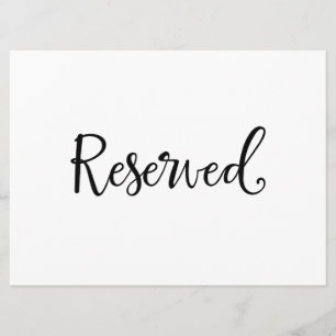 Invitation Panneau mariage "Réservé"   Calligraphie rustique