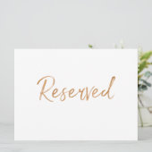 Invitation Panneau Mariage Rose Gold "Réservé" | Style (Debout devant)