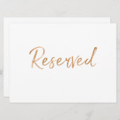 Invitation Panneau Mariage Rose Gold "Réservé" | Style (Devant / Derrière)