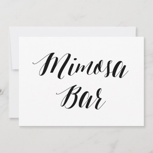 Invitation Panneau Mariage Style calligraphie "Mimosa Bar" (Devant)