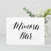 Invitation Panneau Mariage Style calligraphie "Mimosa Bar" (Debout devant)