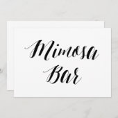 Invitation Panneau Mariage Style calligraphie "Mimosa Bar" (Devant / Derrière)