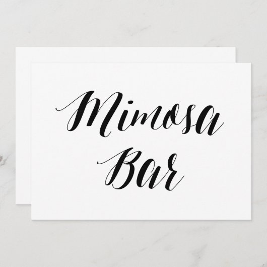 Invitation Panneau Mariage Style calligraphie "Mimosa Bar" (Devant / Derrière)