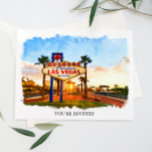 Invitation Panneau Mariage Watercolor Las Vegas<br><div class="desc">Cette belle aquarelle "Welcome to Las Vegas sign" est une merveilleuse façon d'invitation vos invités à votre mariage à Vegas.</div>
