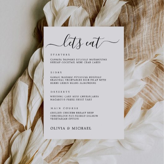 Invitation Panneau Menu mariage, Menu Mariage imprimable