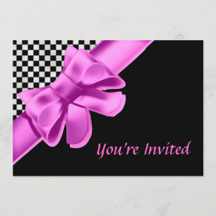 Invitation Panneau noir et blanc Bow rose