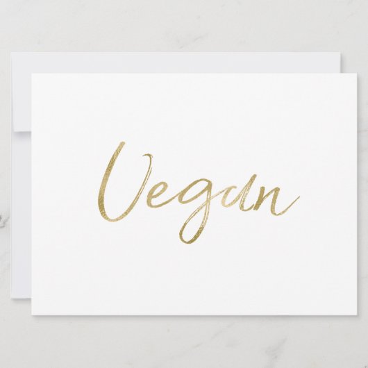 Invitation Panneau "Nourriture Végétalienne" | Lettres Dorées (Devant)
