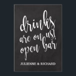 Invitation Panneau Open Bar du Mariage Chalkboard abordable<br><div class="desc">Un élégant panneau mariage de pointe, avec le texte "Les boissons sont sur nous! Open Bar" dans une police de script extravertie, la texture de la brosse ajoute une sensation spontanée et ludique. La couleur arrière - plan peut être personnalisée selon vos besoins et préférences, s'il vous plaît contactez-moi si...</div>