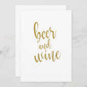 Invitation Panneau pailleté or pour bière et vin abordable (Devant / Derrière)