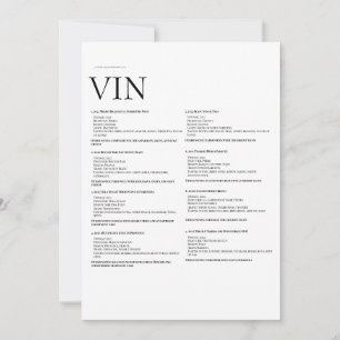 Invitation Panneau papier du menu du vin - Élégant affichage
