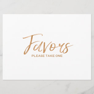Invitation Panneau personnalisé "Favors" en or avec lettre él