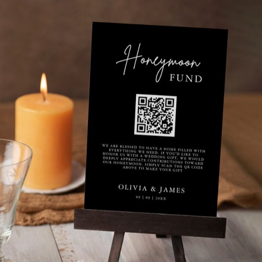 Invitation Panneau QR Code Caisse de Lune de Miel, Mariage Lu