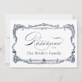 Invitation Panneau Réservé Cadre Vintage Navy Script Classiqu (Devant)