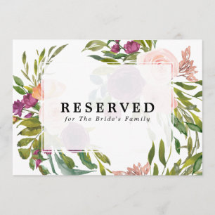 Invitation panneau réservé floral pour famille, etc. texte mo