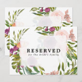 Invitation panneau réservé floral pour famille etc texte modi (Devant / Derrière)