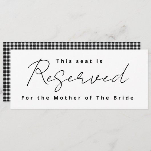 Invitation Panneau Réservé Mariage (Devant / Derrière)