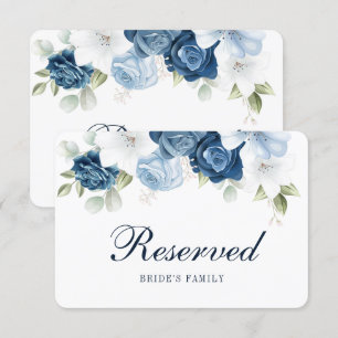 Invitation Panneau réservé Mariage couleur bleu marine Floral