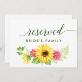 Invitation Panneau Réservé Tournesol d'Été (Devant / Derrière)