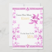 Invitation Panneau Rose Élégant Devinez Combien de Bisous (Devant)