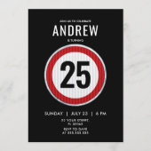 Invitation Panneau rouge circulaire avec anniversaire personn (Devant)