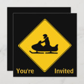 Invitation Panneau routier - Motoneige (Devant / Derrière)