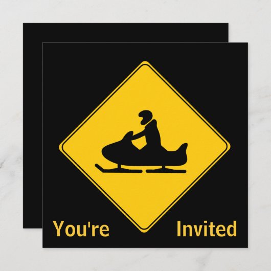 Invitation Panneau routier - Motoneige (Devant / Derrière)