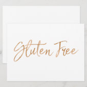 Invitation Panneau "Sans Gluten" | Lettres Rose Doré Élégante (Devant / Derrière)