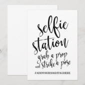 Invitation Panneau Selfie Station Noir et Blanc Abordable (Devant / Derrière)