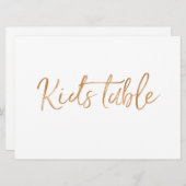 Invitation Panneau "Table des enfants" | Lettres dorées et ro (Devant / Derrière)