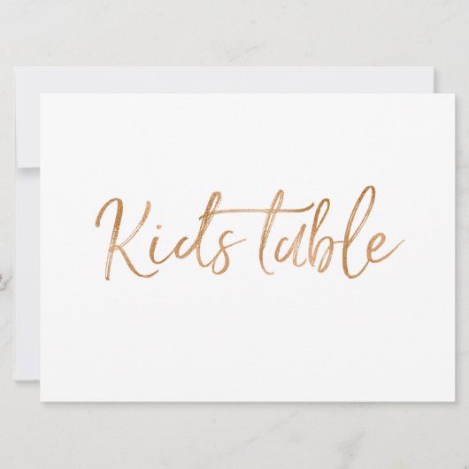 Invitation Panneau "Table des enfants" | Lettres dorées et ro (Devant)