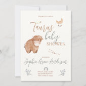 Invitation Panneau Taurus Zodiac baby shower (Devant)