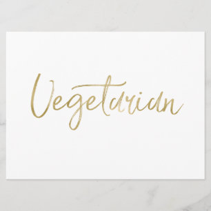 Invitation Panneau "Végétarien" Lettres dorées stylisées à