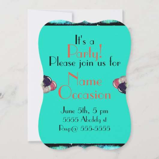 Invitation Panneau vintage glacier turquoise (Dos)