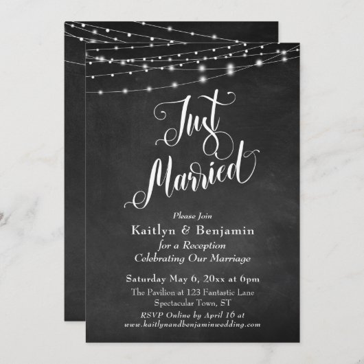 Invitation Panneaux Chalkboard Chaîne Juste Marié Réception (Devant / Derrière)
