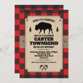 Invitation Panneaux d'anniversaire de l'équipe de bisons de b (Devant / Derrière)