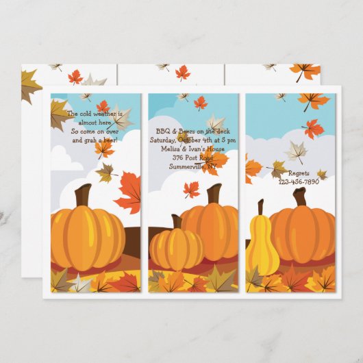 Invitation Panneaux de citrouille (Devant / Derrière)