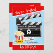 Invitation Panneaux de films Popcorn 9e fête d'anniversaire (Devant / Derrière)