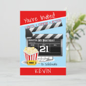 Invitation Panneaux de films Popcorn fête du 21e anniversaire (Debout devant)