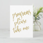 Invitation Panneaux de programmes, prenez-en un, or, abordabl (Debout devant)