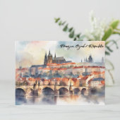 Invitation Panorama aquarelle de Prague République tchèque (Debout devant)