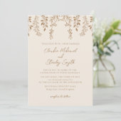 Invitation Pansement Floraux Feuillage Boho Beige Chaud (Debout devant)