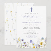 Invitation Pansies bleues et jaunes Fleurs sauvages Dédicatio (Devant / Derrière)