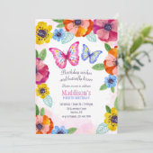 Invitation Pansies et papillons fête d'anniversaire (Debout devant)
