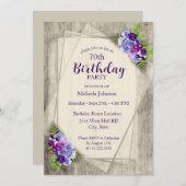 Invitation Pansies géométriques rustiques 70e anniversaire (Devant / Derrière)