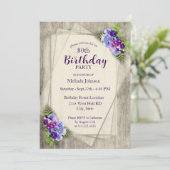 Invitation Pansies géométriques rustiques 80e anniversaire (Debout devant)