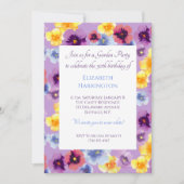 Invitation Pansies peintes à la main Fête Jardin Floral Anniv (Devant)